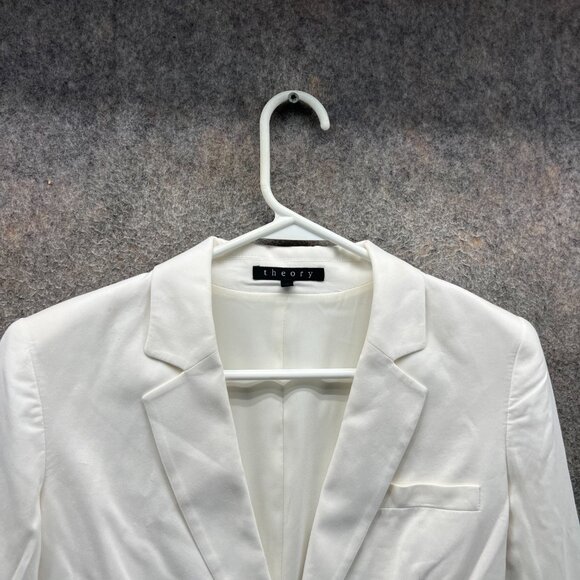 Theory Blazer Women 0 White Silk Blend Single Button Lightweight Sport Coat - Picture 9 of 11